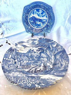 Porcelana inglesa tradicional antigua azul impecable estado