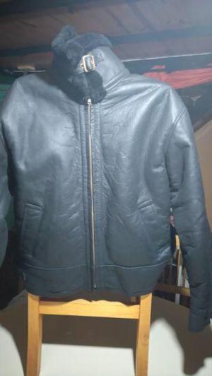 Campera Cuero Con Piel D Corderito L