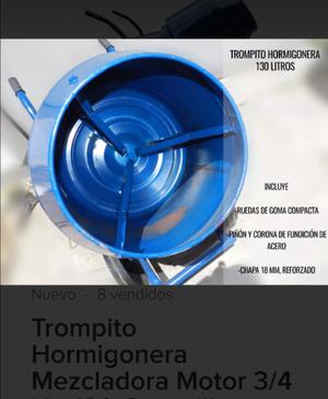 Hormigonera Trompo Mezcladora 130 lts - 3/4 Hp • - Super