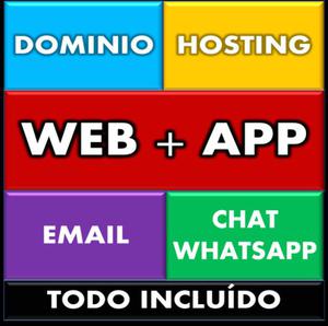 Pagina Web, Dominio, Hosting, Chat Whatsapp, App. Sin Abonos