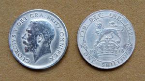 Moneda de 1 chelín de plata Gran Bretaña 1918