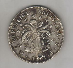 Bolivia Moneda 8 Soles , PLATA