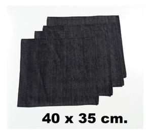 4 individuales de jean azul oscuro. Miden 40 x 35 cm.