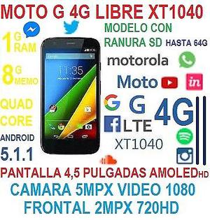 VENDO MOTO G 4G LTE,1G RAM 8G MEM RANURA MICRO SD,CAM 5M