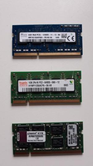 Lote Memorias RAM Notebook Usadas (2GB, 1GB, 4GB)