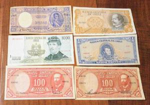 billetes de Chile lote de 6 excelente estado