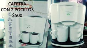 cafetera con dos pocillos