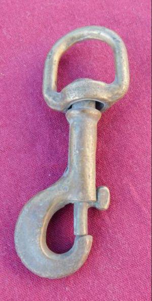 Mosquetón, gancho para llaves, llavero de bronce, antiguo