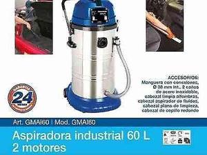 Aspiradora industrial gamma 60 lt 2 motores asero inox.