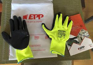 GUANTES DE SEGURIDAD SIN COSTURA VERDE FLUO TALLE 9