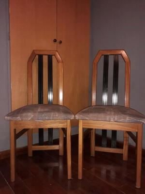 Sillas de madera, tapizadas, 4 en total