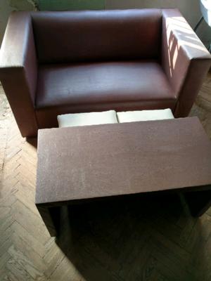 Sillon dos cuerpos con mesa y puff