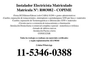 Electricista Matriculado CABA 2018