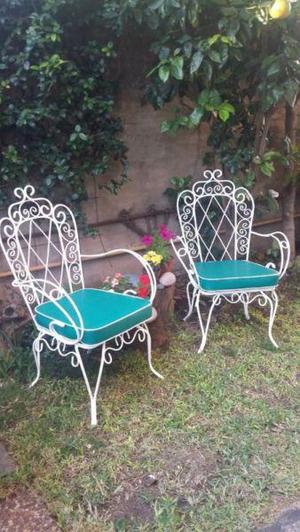 Sillones De Hierro Para Jardin Antiguos El Par