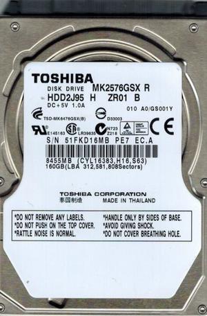HD o Disco Duro Sata 160 Gb 2.5” Toshiba para PS3 SLIM
