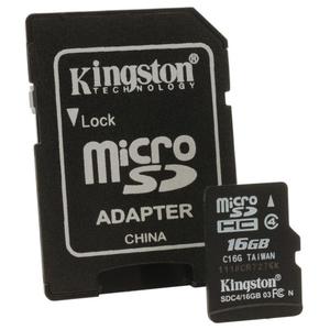 Memoria Micro SDHC 16GB Clase 4 Con Adaptador SD
