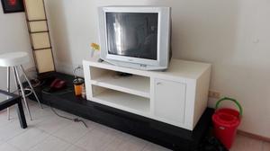 Mueble TV Blanco y negro laqueado