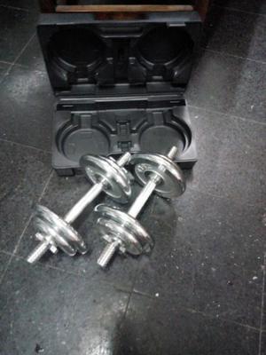 Set Mancuernas Cromadas +15Kg