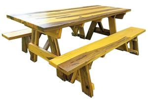 Juego De Mesa Con Bancos - en Madera Dura de Guayubira