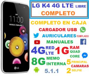 VENDO LG K4 4G LTE 1G RAM,8G MEMO,IGUAL A NUEVO COMPLETO EN