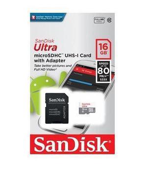 MEMORIA MICRO SD 16GB C10 SANDISK 80MB/S