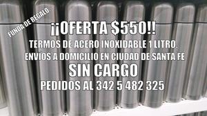 Termos de acero inoxidable 1 litro con funda.