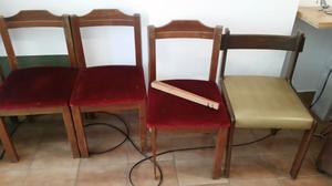 3 sillas de pana + 1 de cuerina