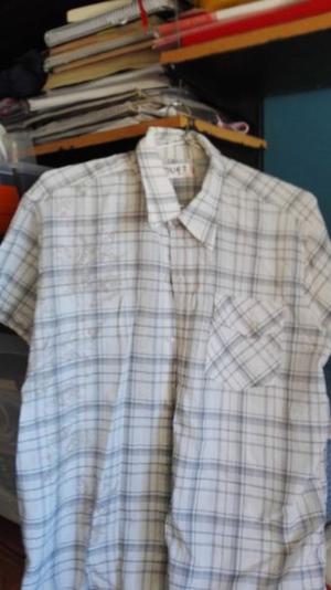 Camisa managa cuadriculada color gris