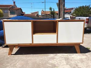 Mesa Tv Rack Nórdica Vintage Escandinava Madera Paraíso.