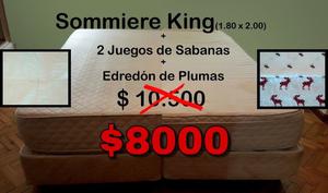 CAMA KING (1,80 x 2) COMPLETO + 2 juegos de sabanas +