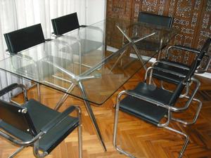 mesa de cristal directorio con 6 sillones