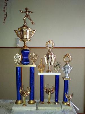 3 copas y trofeos de patín y para varios deportes