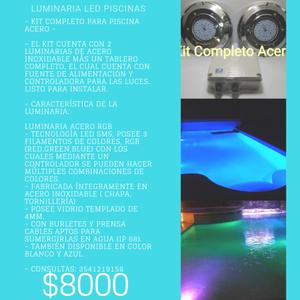 Kit completo de iluminación LED acero para piscinas