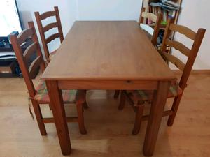 Mesa y sillas ciprés macizo