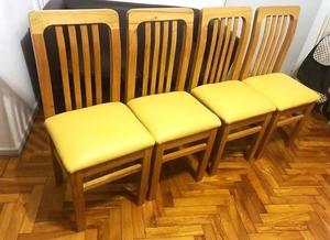 Set Sillas X 4 De Madera Maciza Lustre Roble