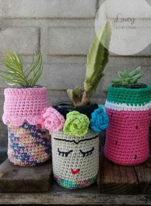 Macetas crochet con plantita