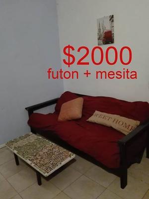 futon + colchon y mesita $ tel