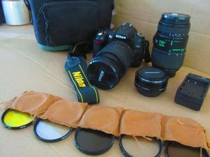 nikon D 90 con accesorios y lentes, con bolso, memoria 16