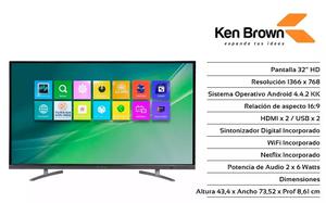 Smart Tv Ken Brown 32" Nuevos Youtube/Netflix/Android