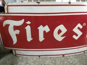 Gran cartel Firestone enlozado -antiguo - 1.80 mts