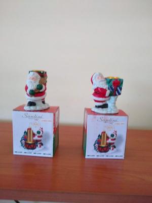 Papa Noel Porta Velas de Ceramico para Navidad