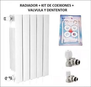 Radiador 4 Elementos Decoral 500 + Kit + Válvulas