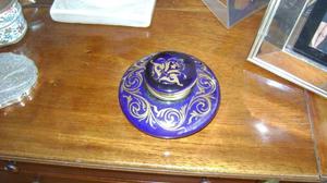 Precioso Potiche (potige) En Porcelana Frances Azul Cobalto