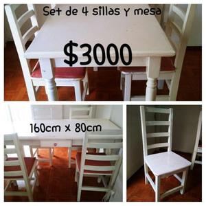 Vendo mesa y 4 sillas