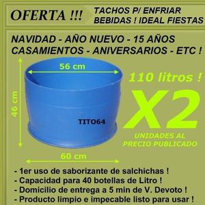 2 Tachos Medio Tanques P Enfriar Bebidas Capac.total 220 Lts