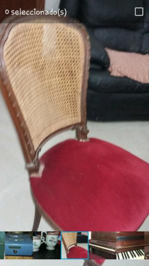 2 sillas de pana y esterilla