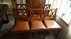 6 sillas de madera acolchonadas