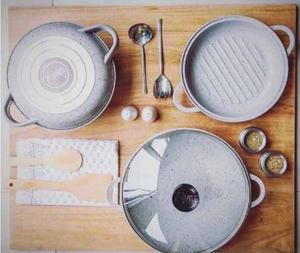 Set de cacerola sarten bifera de 28 cm Essen + wok y tapa de