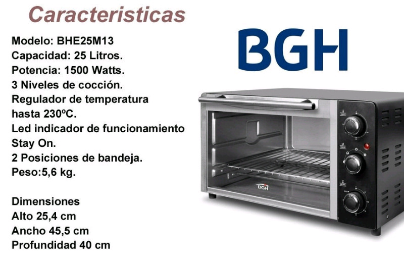 Vendo horno gril BGH 25lts nuevo