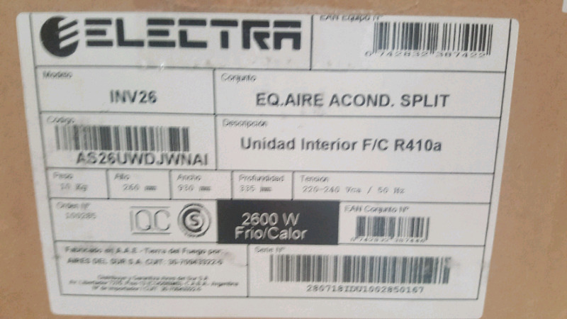 Aire acondicionado electra inverter wifi w